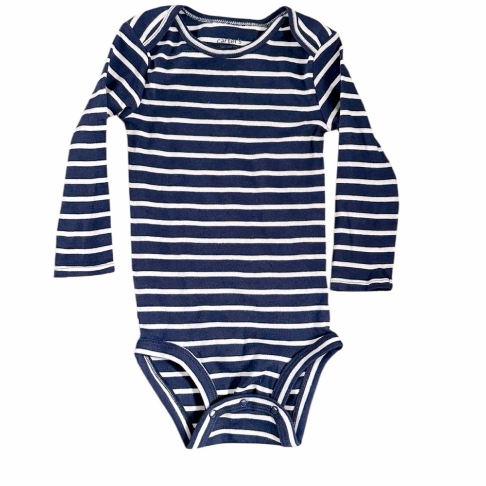 Carter’s Infant Striped Navy and White Onsie
Size 18 Months -  New Without Tags